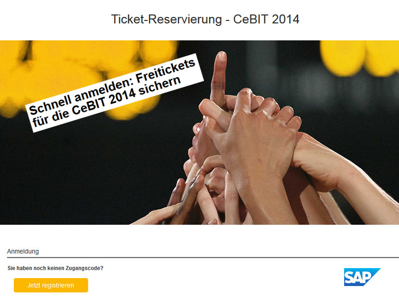 CeBIT 2014 Freitickets von der SAP