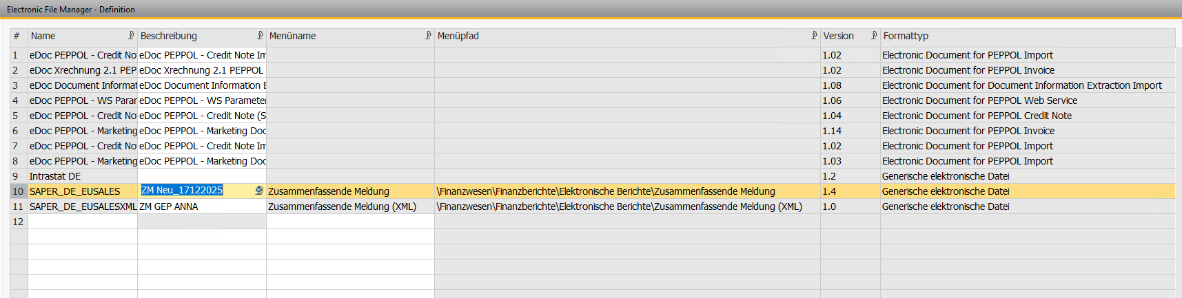 ELMA-Update für SAP B1 - neue XML Datei hochladen, Schritte 2